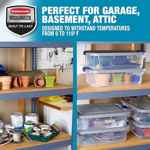 Image of Rubbermaid 6 Pack Roughneck Clear Storage Containers, Stackable Totes, 31 Quart