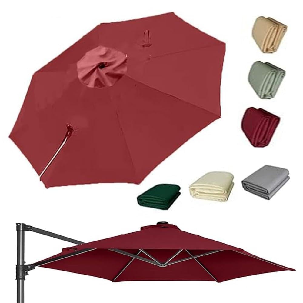 LARAKVEAKV 3.5m Auvent De Rechange pour Parasol Déporté, Rond Toile De Rechange pour Parasol De Jardin, Housse 8 Baleines Tissu De Rechange pour Parapluie Piscine(Burgundy,3.5m/11.5ft)
