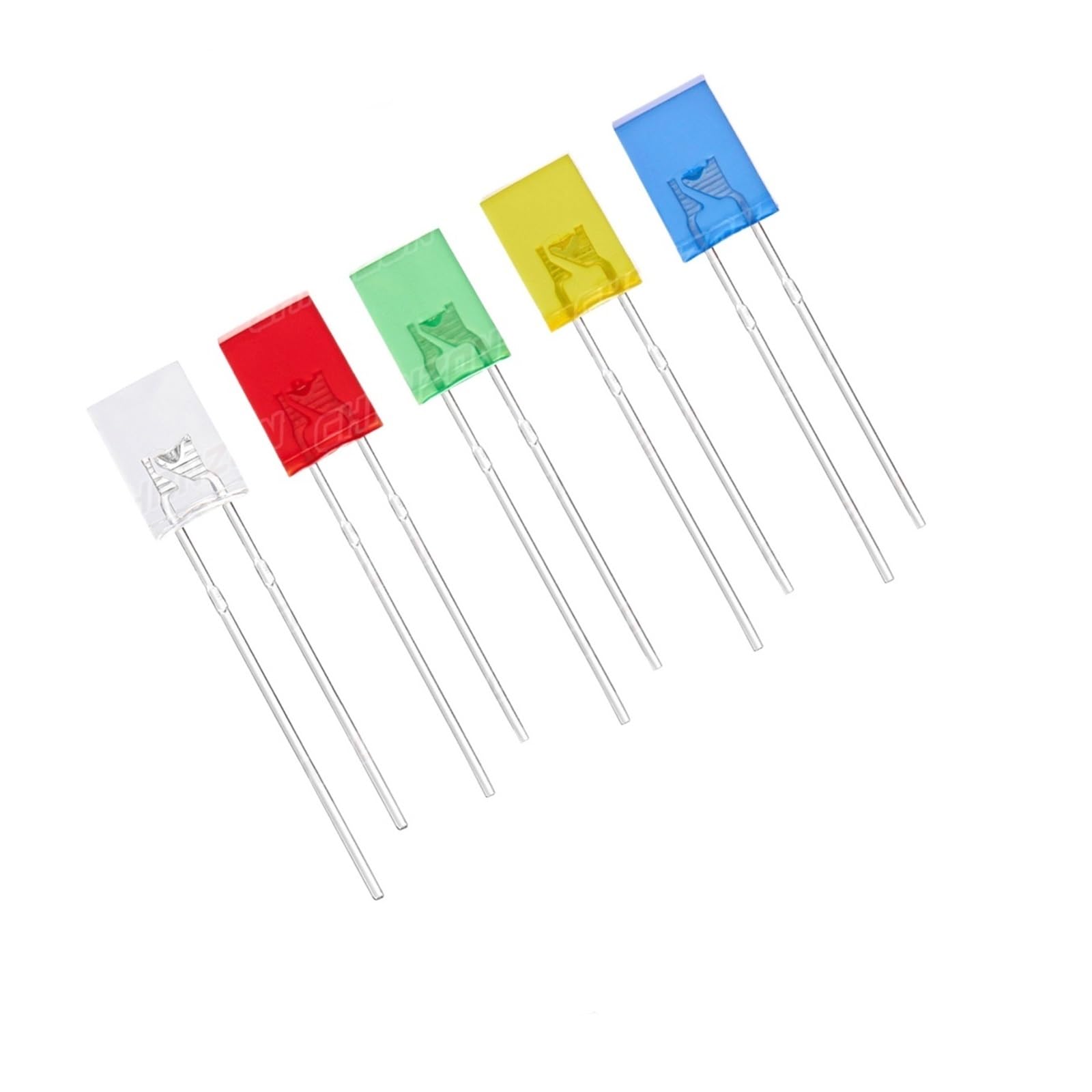 WHWRCADV 5 Pcs 2x5x7 Mm Square LED Diode White Red Green Blue Yellow Orange 2x5x7mm Rectangular Clear Diffused DIY Lights Emitting Lamp(Clear Lens Red)