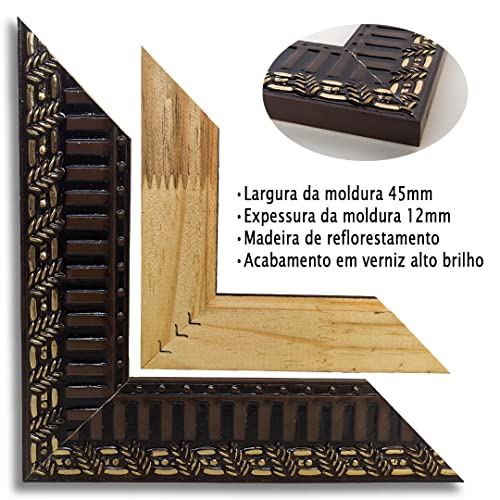 Espelho de Cristal com Moldura Madeira Multiuso Salão Banheiro Lavabo Maquiagem Barbearia Tamanho 34