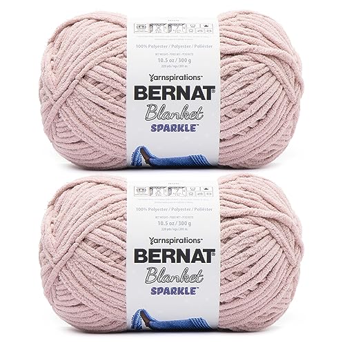 Image of Bernat Blanket Sparkle Fig Yarn - 2 Pack of 10.5oz /300g - Polyester - #6 Super Bulky - 220 Yards - Knitting & Crochet