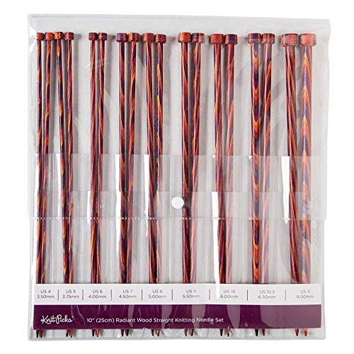Knit Picks Straight Single Point Wood Knitting Needle Set Us 4-11 (Radiant 10") #TOP1