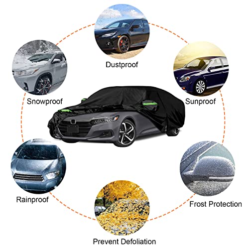 Image of Waterproof Car Cover Replace for 2007-2025 Honda Accord, 6 Layers Custom-fit All Weather Car Covers with Zipper Door & Windproof Bands for Sun Snow Rain Dust Protection (Accord)
