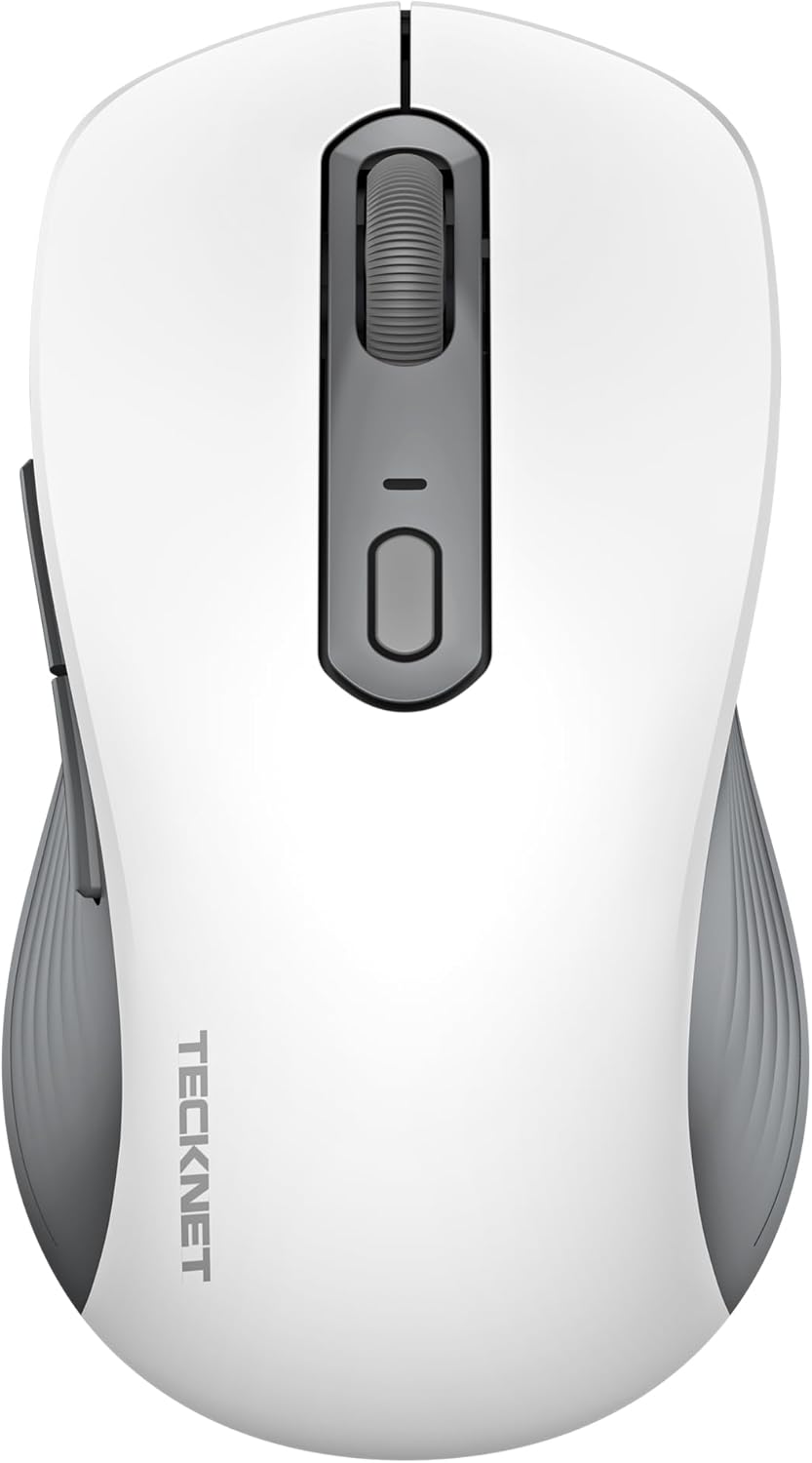 tecknet bluetooth mouse, usb + bt1 + bt2 wireless mouse for laptop, silent click, full-size, 4800 dpi computer mice wireless, dual mode for laptop, computer, ipad, macbook