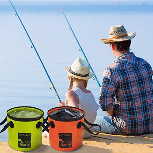 Autodeco Collapsible Bucket 5 Gallon Container Folding Water Bucket Portable Wash Basin For Camping Fishing Travelling Outdoor Gardening Car Washing Orange 1Pcs 20L #TOP6
