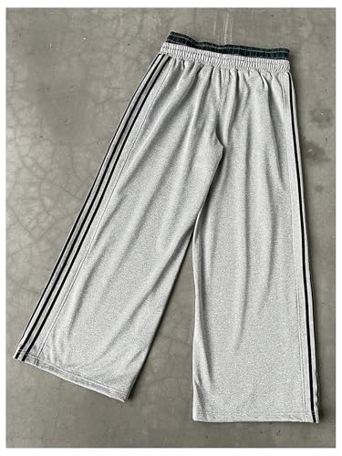 GORGLITTER Men's Double Waisted Sweatpants Vintage Y2k Baggy Pants Streetwear Wide Leg Sweatpants with Pockets2