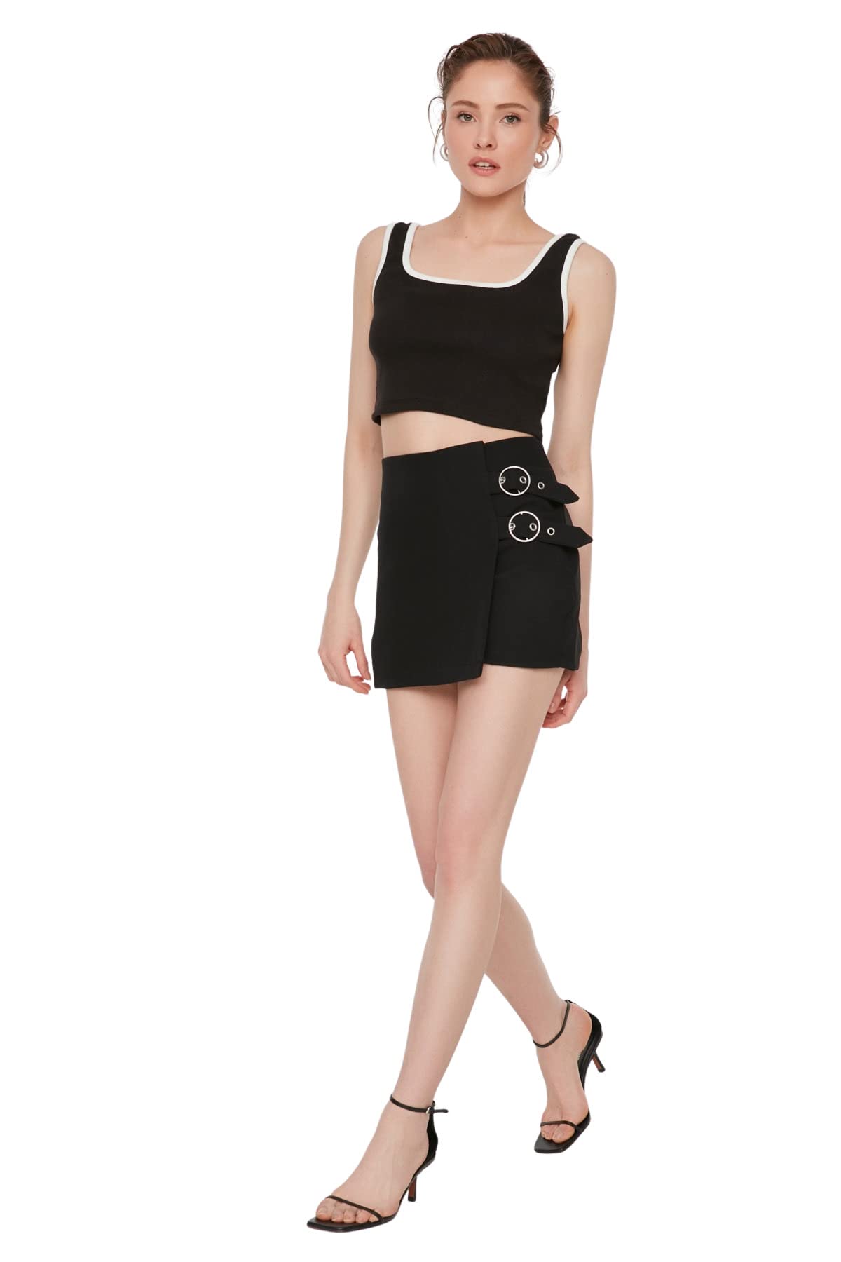 Trendyol Trendyol Damskie Szorty Z Wysokim Stanem Skinny Fit - Shorty Kobiety