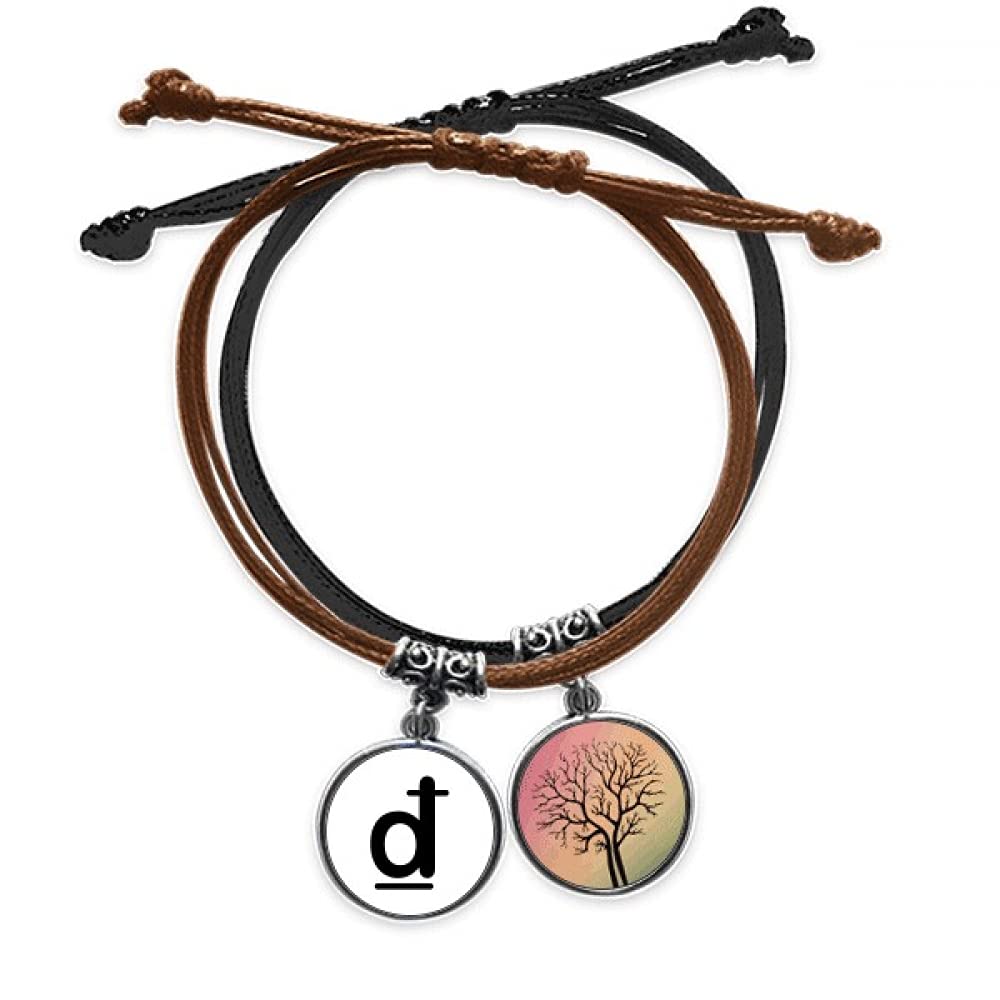 DIYthinker Currency Symbol Vietnamese Dong Bracelet Rope Hand Chain Leather Tree Wristband