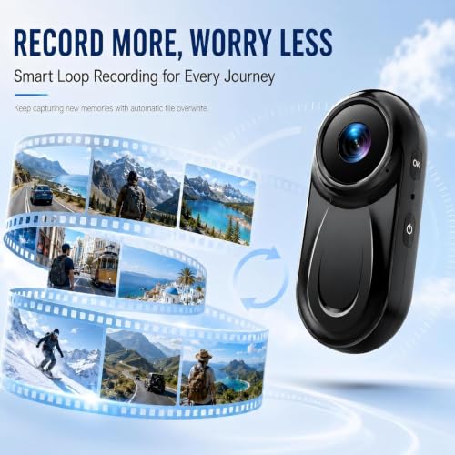 Image of Mini Body Camera 1080P, 512G Thumb Action Camera, Tiny Size, Mount Anywhere, Portable Sports Cam with Magnetic & 360 Clip, Hands-Free Recording for Motorcycle /Sports /Bike /Pet (SD Card Not Included)