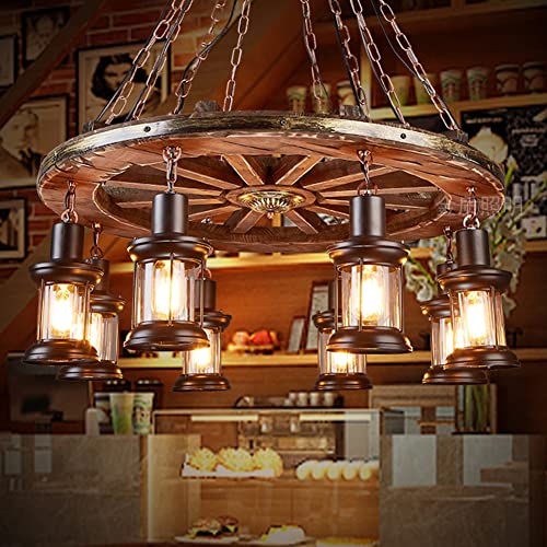 A Million Vintage Industrial Wood Chandelier with 8...