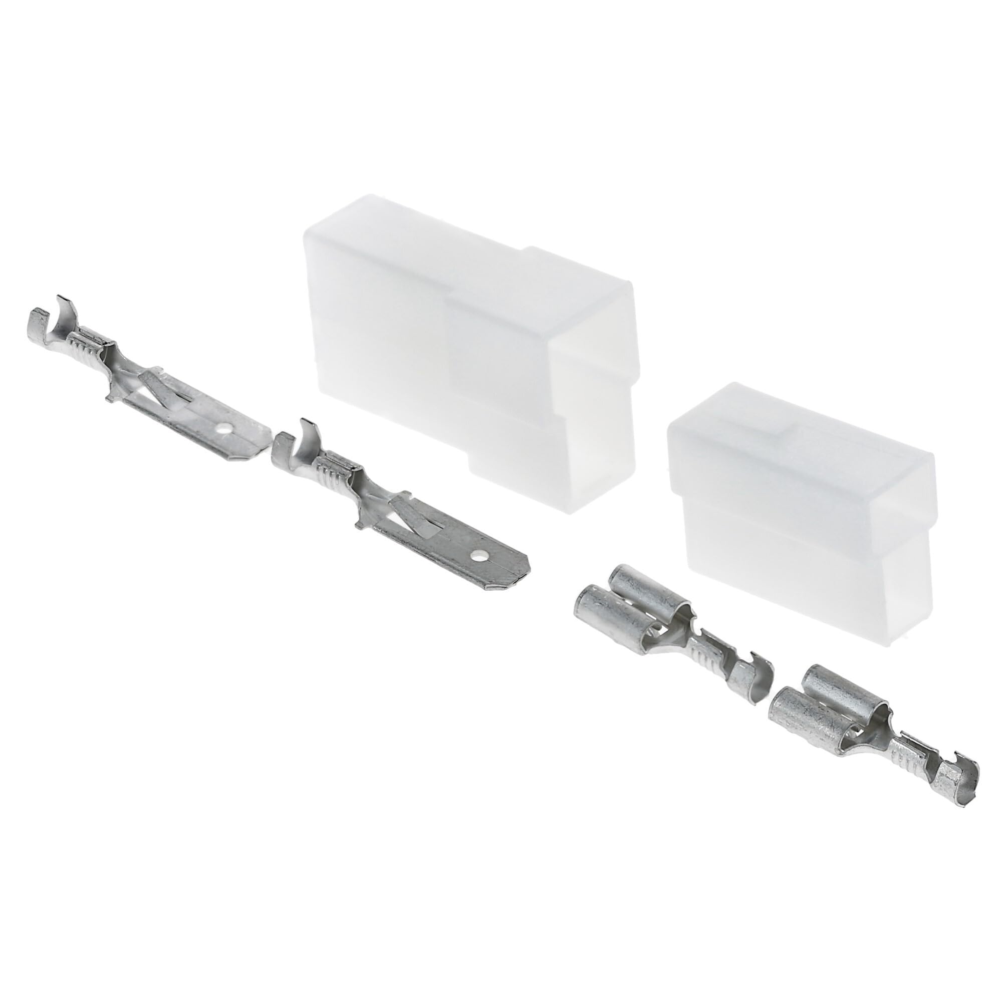 KALI-2502B Fastin-Faston Set 2-Pin Blade Receptacle I Flat Connector 0.75 - 1.5 mm² and Matching Housing, Natural
