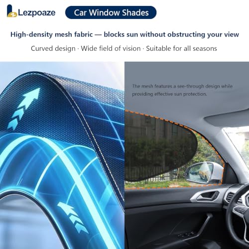 2-Pack Car Window Shades | Mesh Static Adsorption Side Window Sunshade | Universal Fit 99% Vehicles | Foldable Anti-UV Curtain Blocks UVA/UVB | 18.7
