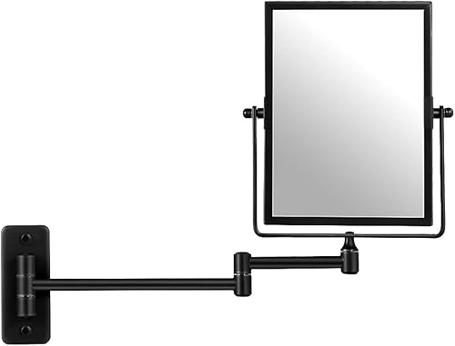 Miniatura 2 de QiMH Espejo de pared con aumento 3X, rectangular de 8 x 6 pulgadas con brazo extensible | Espejo giratorio de doble cara para afeitado y tocador de