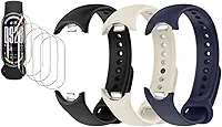 Kit 3 Pulseiras extras compatíveis com xiaomi mi band 10/ mi 9 /mi 8 + 5x Película Protetora Gel