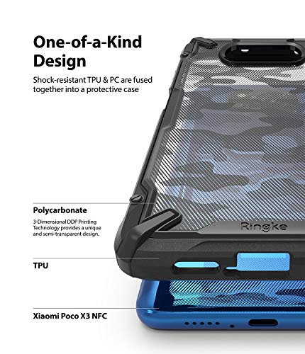 Capa Ringke Fusion-X compatível com Poco X3 NFC (2020) - preto camuflado