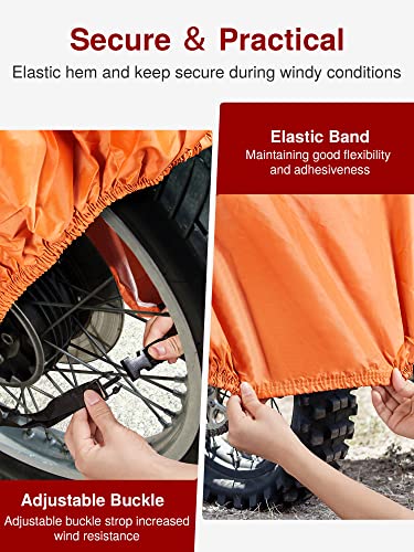 Image of Puroma Motorcycle Cover Heavy Duty Scooter Cover Waterproof Outdoor All Season Universal Weather Quality Protection with Night Reflective, Lock Holes and Storage Bag Fits up to 97 inch Motorcycle Vehicle
