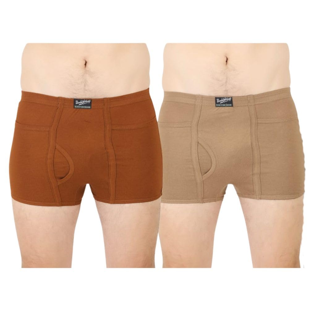 lilslim Trend Men's Trunks with Pocket | Pack of 2 | 100% Super Combed Cotton Underwear | Mid Waist Innerwear with Inner Elastic Waistband (Multicolor)-picture-12