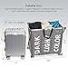 HOMEST Laundry Basket 3 Sections, Large Dirty Clothes Hamper Sorter for Bathroom, Foldable Hamper Divided, Grey