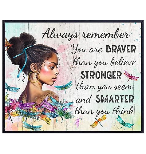 Always Remember Inspirational Wall Decor for Women - Farmhouse Style Boho Wall Art for Black women, Black Girl, African Americans - Empowerment Motivational quotes - Cute positive Affirmation