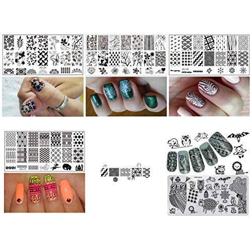 Nagelkunst-Stempelschablonen, Maniküre-Werkzeug-Set, 5 Stück, Nagelstempelplatten, 2 Stempel, 2 Schaber, 1 Latex… – Bild 4