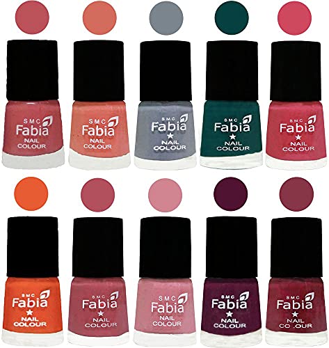 Image of ALL IN ONE (PACK OF 10), Long Lasting Glossy Nail Polish, 6 ml Each, All Vibrant Colours,02007