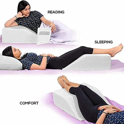 Ease-n-Comfort Leg Pillow - Elevating Body Wedge Upholstery Foam Rest Support - Breathable Washable Quilted Cover-Post-Surgery, Ligament fracture, Reduces Leg, Knee, Ankle Pain, Improves Circulation