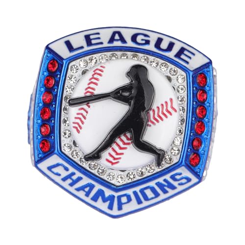 TOPSPORTSJEWELRY 2 pcs, 12 pcs Pack Baseball Tournament Blue White red Championship Ring Trophy on Side Size 9.5 and 11.5 can be Chosen (12, Champions Ring, 11.5)