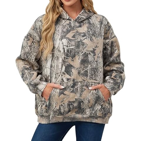 Eutten Women's Oversized Camo Hoodie Cover