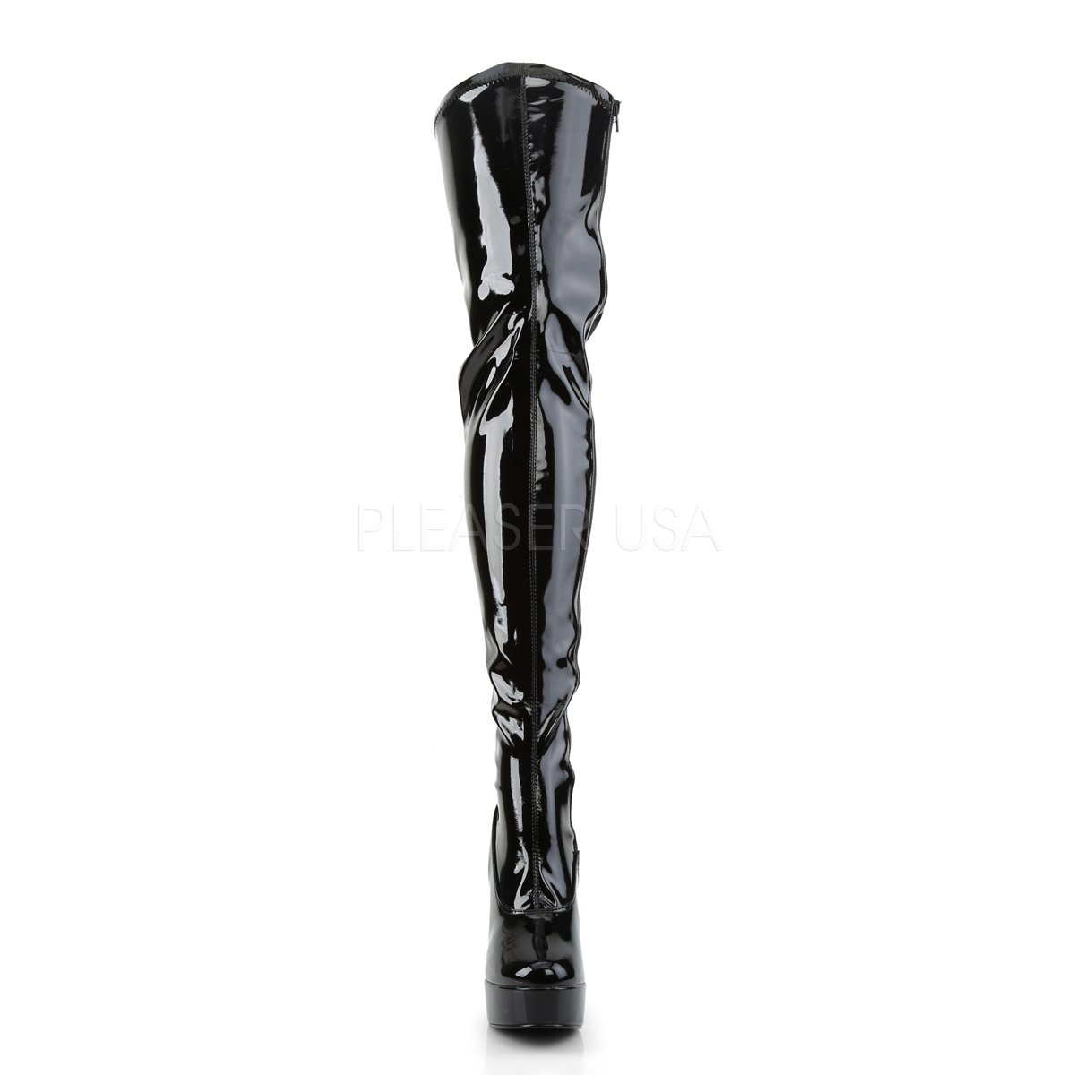 PleaserUSA Damen Stretch Overknee-Stiefel Electra-3000Z Lack schwarz