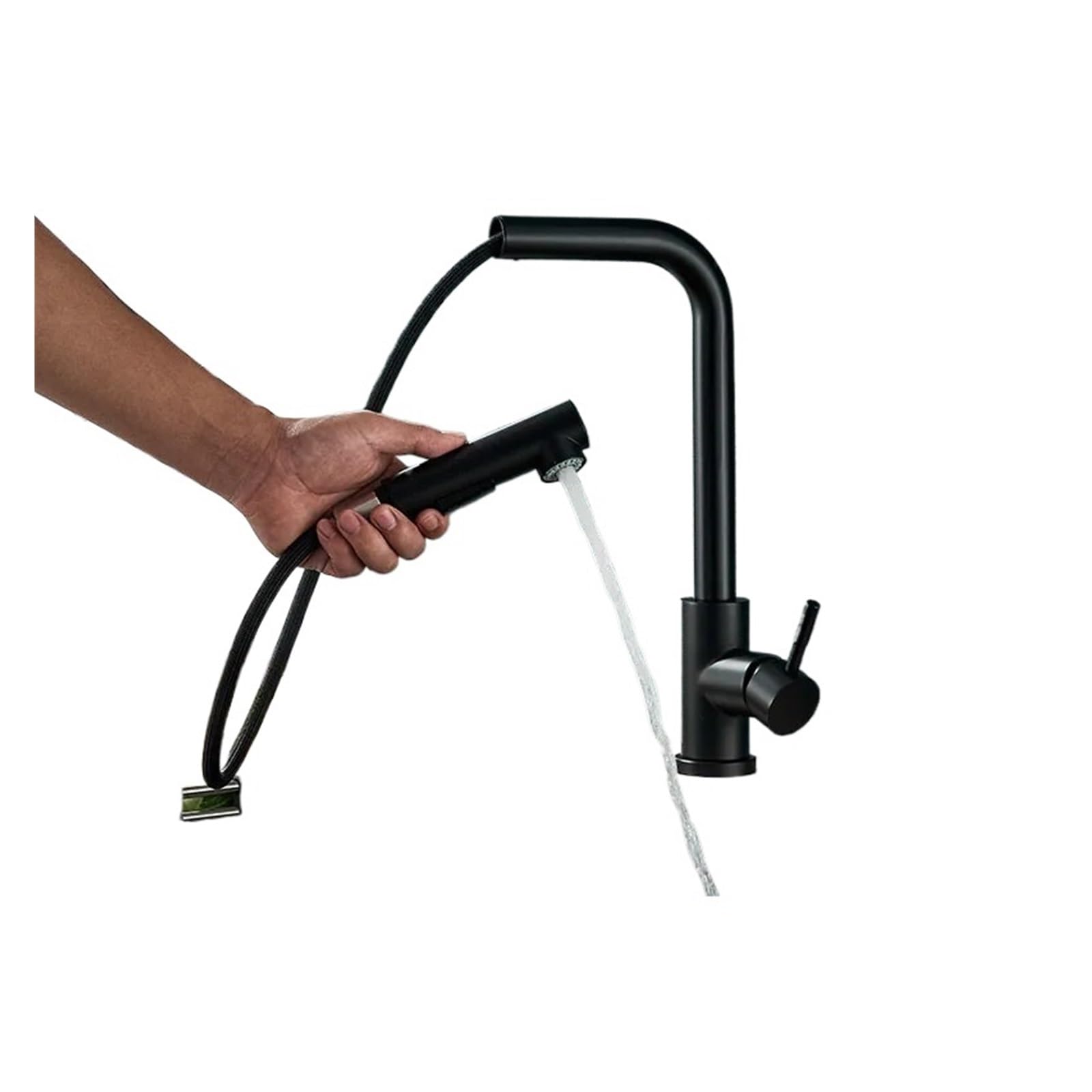 Robinet de cuisine extractible double pulvérisation eau chaude et froide