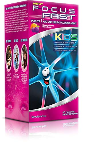 Focus Fast Kids Omega 3, 6, 9 Chewable Gummies. Support Brain Function