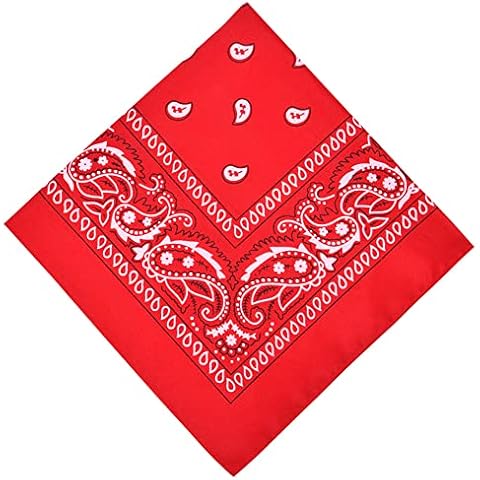 Aomig Bandana Head Scarf for Men and Women, Stylish Cowboy Headband Handkerchief, Multi-purpose Hair Scarf Paisley Print Unisex Headwraps, Bib Party Face Covering Headwear for Motorcycling (Red) Cover