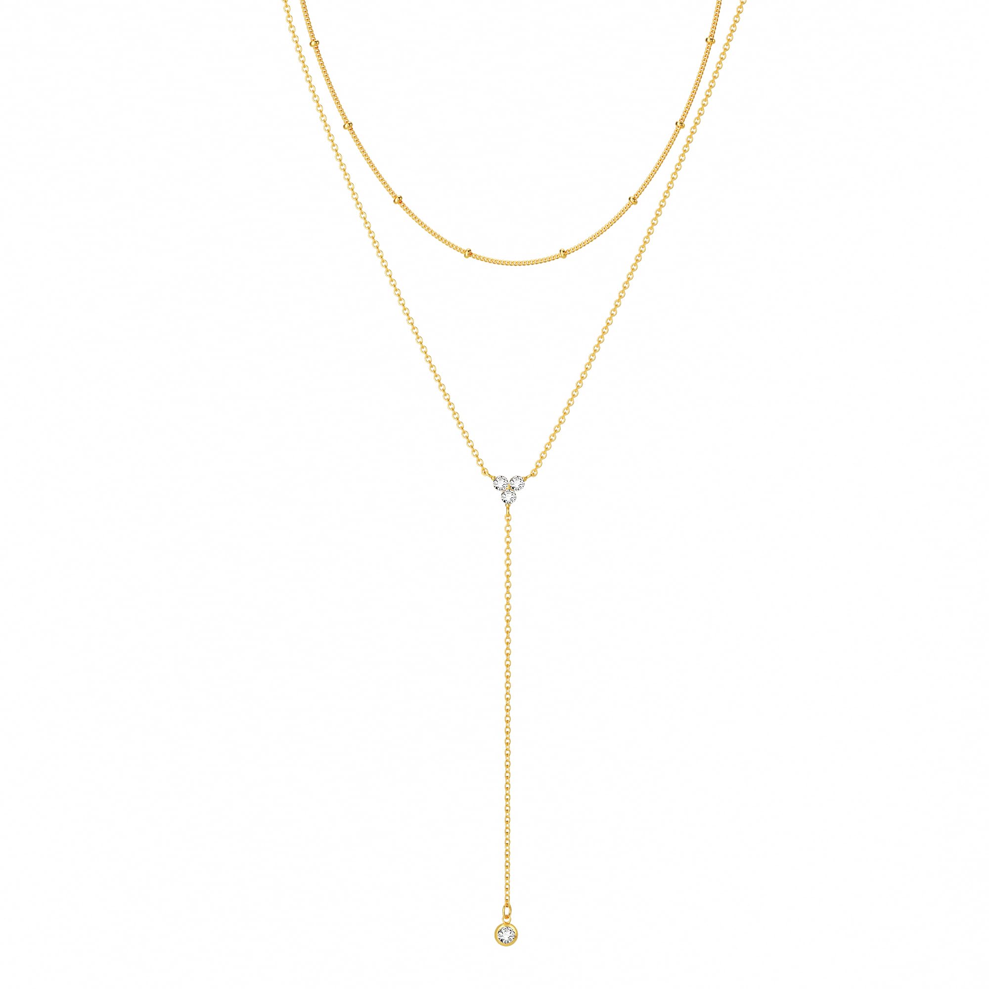 Foxgirl Lariat Gold Necklace for Women, Dainty Layered Long