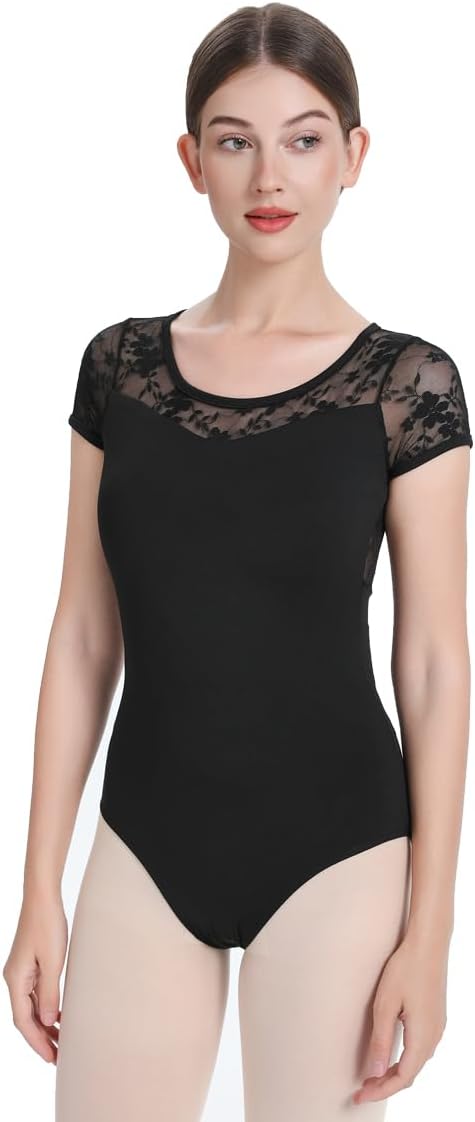 Limiles Women's Short Sleeve Leotard for Ballet Dance Gymnastic Costumes