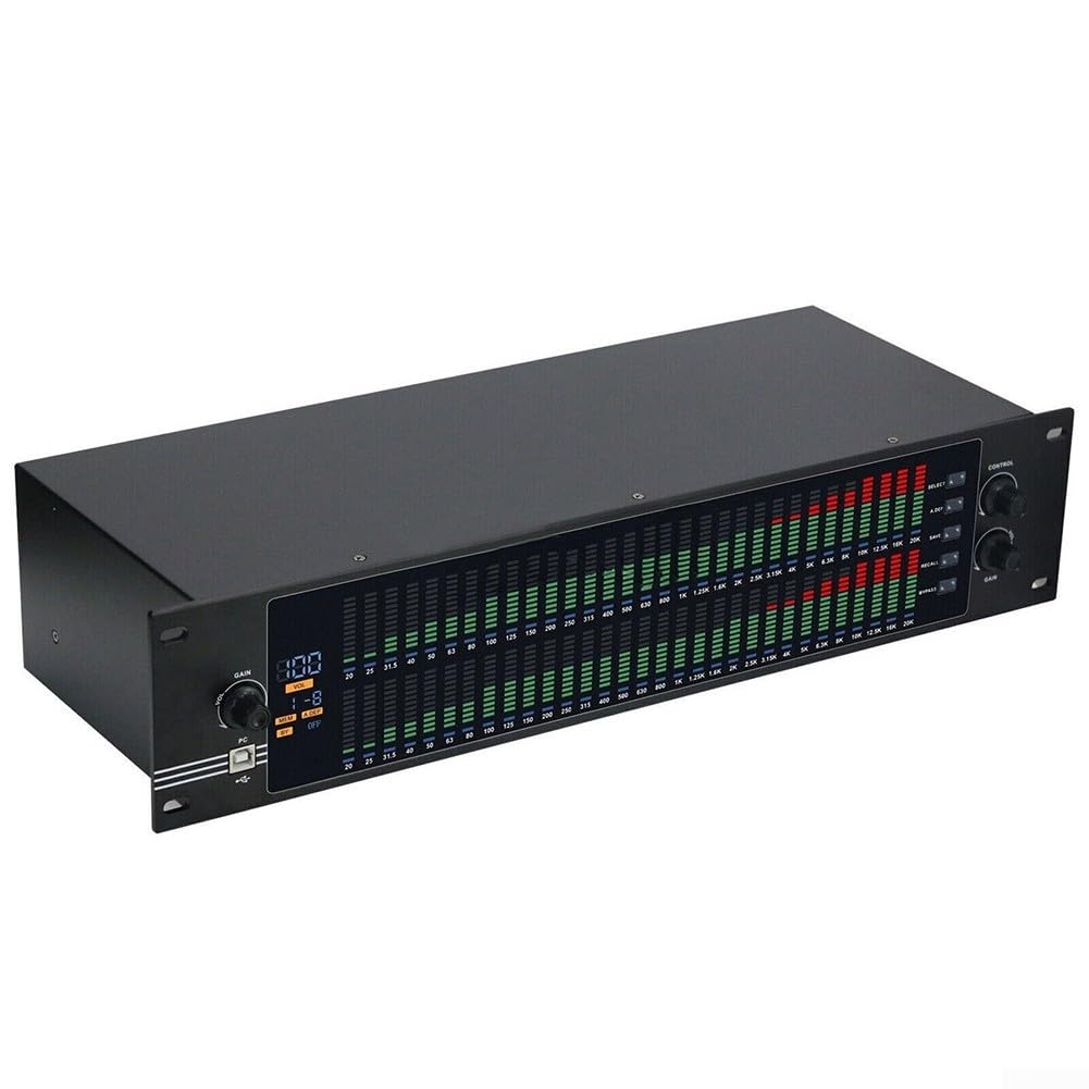 Ecualizador Gráfico Dual de 31 Bandas EQ-323, Ecualizador Digital de Doble Canal Decodificación de Audio Coaxial/Óptico Reducción de Ruido Sonido de Alta Fidelidad para Estudios y Sistemas de Audio