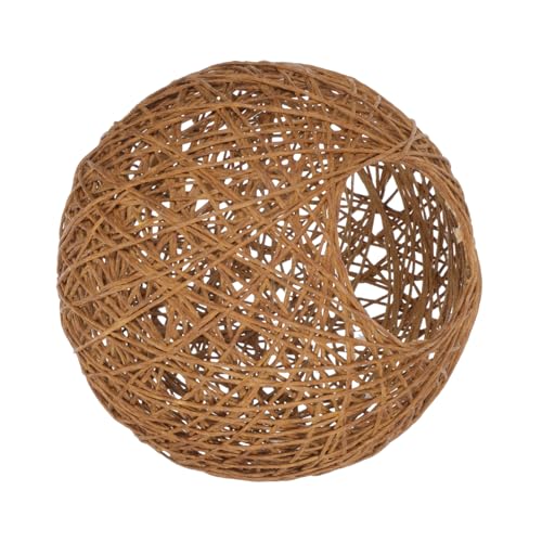 HEMOTON Abat-Jour Boule De Rotin Lampe Boule Abat-Jour En Rotin Lampe En Osier Abat-Jour De Plafond En Osier Ampoules LED Plafonnier Luminaire En Rotin Mur...
