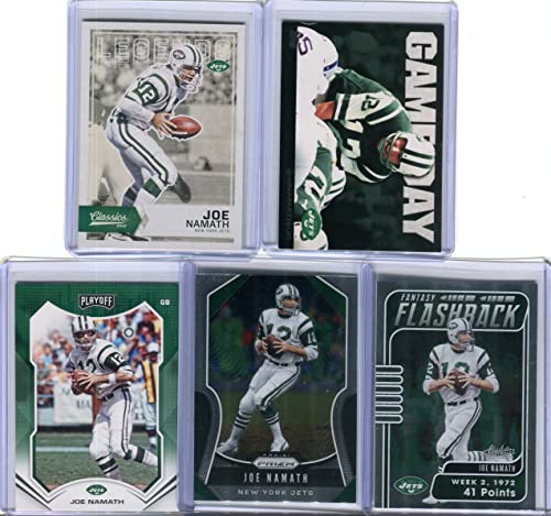 Joe Namath New York Jets Assorted Football Cards 5 Card Lot