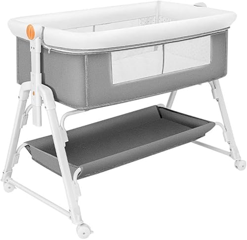RJZHJYD Cuna de bebé, cama plegable multifunción para bebé, cama de juego portátil de altura ajustable, con red transpirable y colchón con
