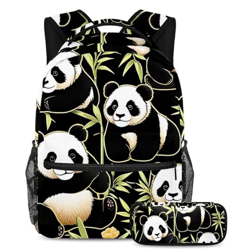 Sac à dos grand volume et trousse panda pour ranger toutes les fournitures