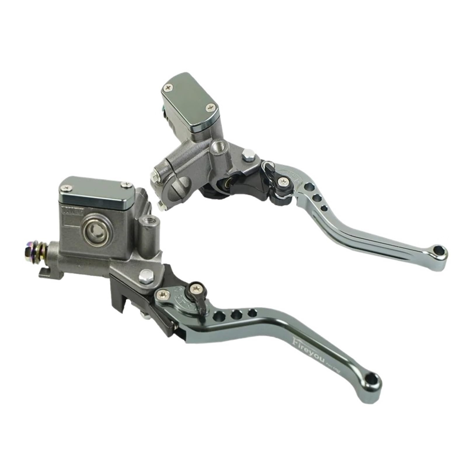 Hguvsjd 14mm Piston Universal Motorcycle Master Cylinder Lever Brake Hydraulic Clutch Pump 1 Pair Motorcycle Brake Lever(Grey Longer)