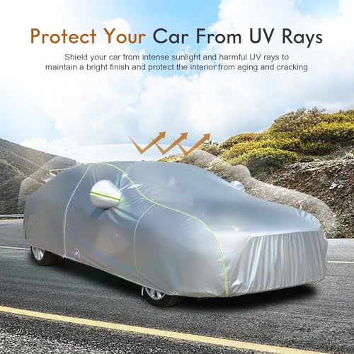 Image of Tecoom Car Cover for Automobiles Waterproof, Windproof Sun Rain Snow Protection Fit for Tesla Model 3 Toyota Corolla 2000-2023 Honda Civic 1991-2023, Kia Stinger /Forte, Full Covers Sedan 201-210 inch