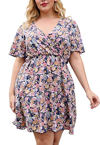 Image of Nemidor Women Plus Size Summer Dress Casual Boho Swing Pocket