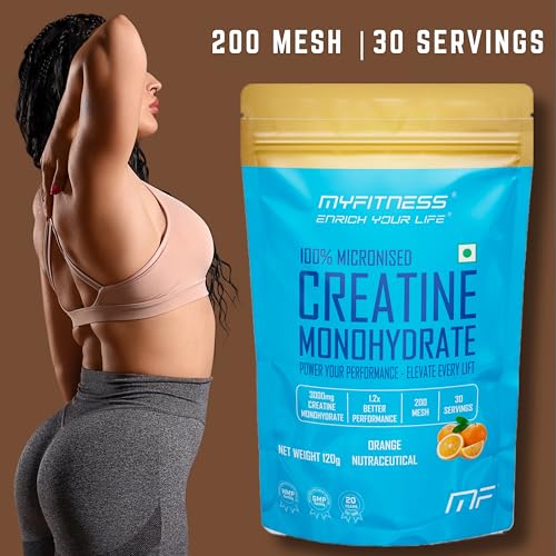 Image of Myfitness 100% Micronized Creatine Monohydrate | 30 Servings | Flavoured | 120g | Creatine Powder With Added Electrolytes (120g (Pack Of 1), Mango Madness)