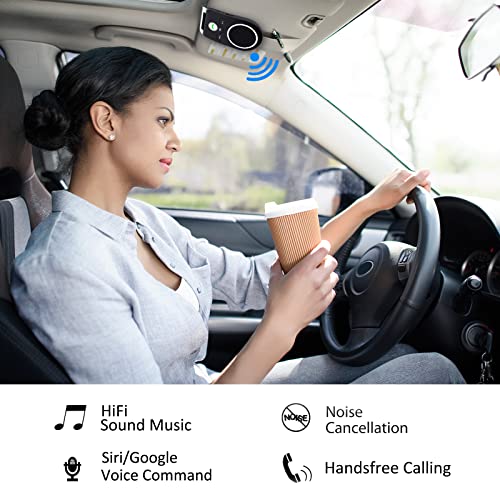 Bluetooth Car Speaker, Aigital Car Bluetooth Speaker for Handsfree Talking, Auto Off/Reconnection, Wireless Car Kit with Visor Clip, Support Siri Google Assistant, Connect to 2 Phones by Aigital - Image 2