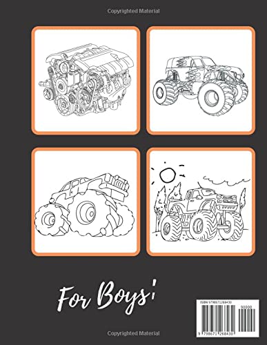 Monster Trucks Coloring Book 37 Awesome Trucks: The Best Gift For Boys, 37 Special Muscle Cars Activity Books image 2