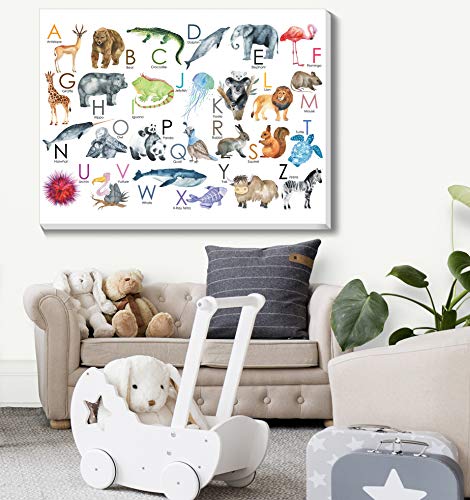 Texture Of Dreams Kids Alphabet Letters With Pictures On Large Canvas Wall Art, Preschool Learning Educational Posters, Alphabet Zoo Animal Abc For Kids Toddlers, Baby Nursery Art Prints (18" X 24") #TOP2