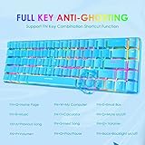 T8 RGB Gaming Keyboard 60% | Clicky Optical Blue Switches | Mini 60 Percent Wired Mechanical Keyboard | 18 Chroma LED Backlit Illuminated Keyboard | Compact 68 Keys | Detachable USB-C Cable | Blue - Image 4