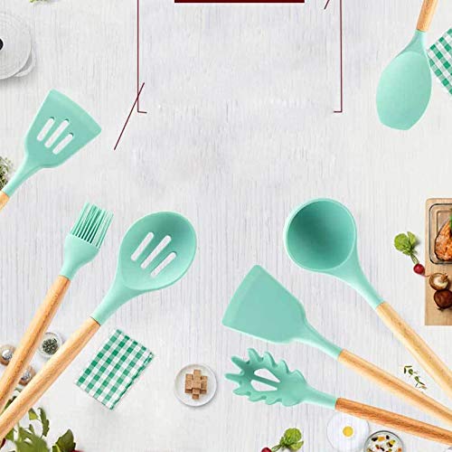 Set di Strumenti da Cucina Pinze per tornitura in Silicone Premium Spatola Cucchiaio da zuppa Pala Antiaderente Pennello per Olio Attrezzo da Cucina