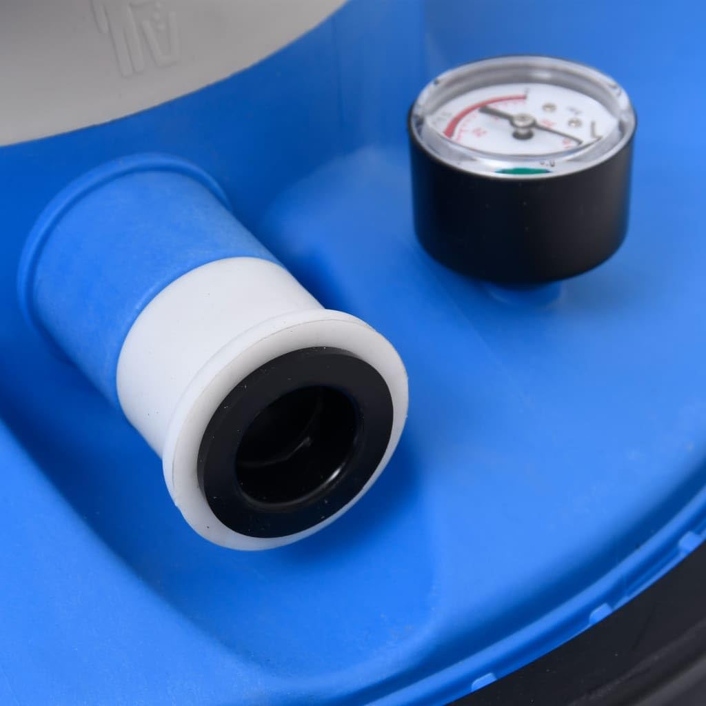 vidaXL Bomba Filtro Arena Piscina SPA Tanque Filtración Hojas Pelos Suciedad Válvula de 7 Vías Azul y Negra 385x620x432 mm 200 W 25 L