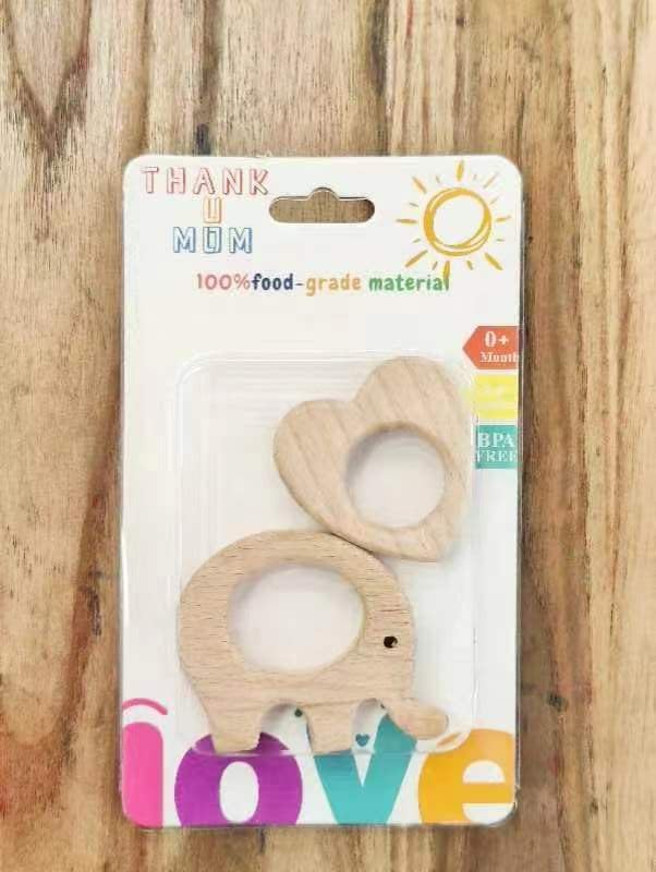Image of WONDER BABY Wood Teether Toy for Babies Infants |Toddlers Safe Playing Wooden Toys (Pack of 2)